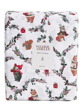 VALERIE & AMELIA Cotton Secret Santa Party Sheet Set